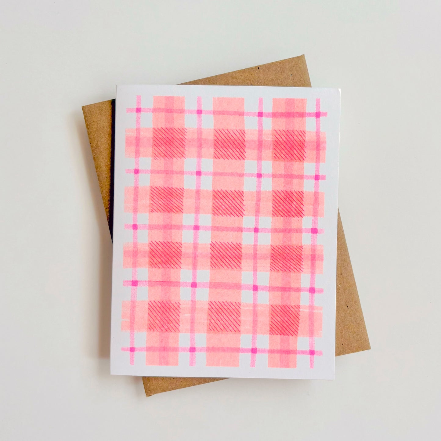Pink Plaid Greeting Card